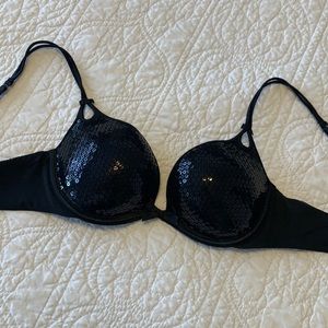 Black sequin Victoria’s Secret push-up bra 34b